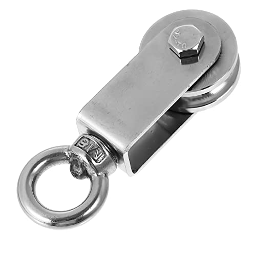 MUCKLILY 1 PC Ring Pulley Small Pulley Rope Wheel Pulley Rust-Proof Cable Pulley Ladder Lift Pulley Chain Pulley Wheel Lifting Block Heavy Duty Pulley Pulleys Pullies Silver Stainless Steel