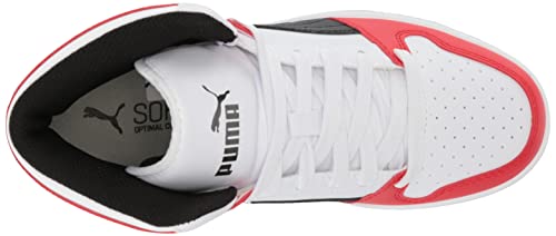 Image of PUMA mens Rebound Layup Sneaker, White- Black-high Risk Red, 9.5 US