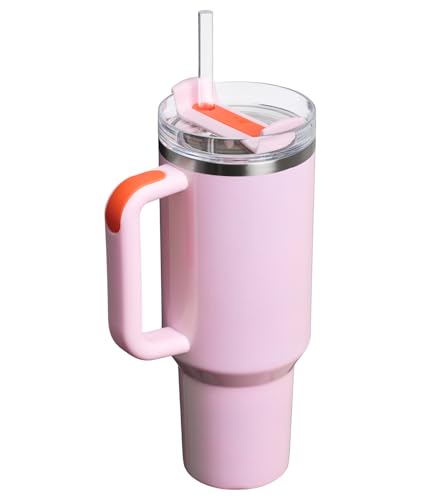 Image of STANLEY Quencher H2.0 Tumbler with Handle and Straw 40 oz | Flowstate 3-Position Lid | Cup Holder Compatible for Travel | Insulated Stainless Steel Cup | BPA-Free | Rose Petal Shimmer