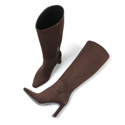 Knee High Boots for Women Wide Calf Fall Boots Point Toe Chunky Block Heeled Boots Fashion Dress Tall Boots4