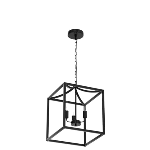 MIPAWS Black Farmhouse Pendant Light, Lantern Cage Chandelier, Industrial Kitchen Light for Foyer, Dining Room, Kitchen Island, Bedroom (15''x11'', 3-Light, E12) - Image 4