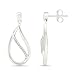 DGOLD Sterling Silver Round Diamond Pear Shaped Fashion Earring (1/10 CTTW)