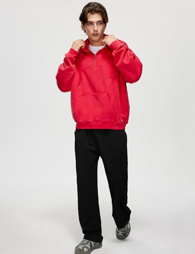 Iwing Mens Hoodies Sweatshirt Oversized Acid Wash Hoodie Quarter Zip Heavyweight Fleece Zipper Sweatshirts for Women Men4