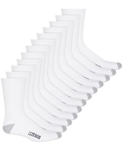 Club Room Mens 12 Pack Cushioned Crew Socks White 7-12