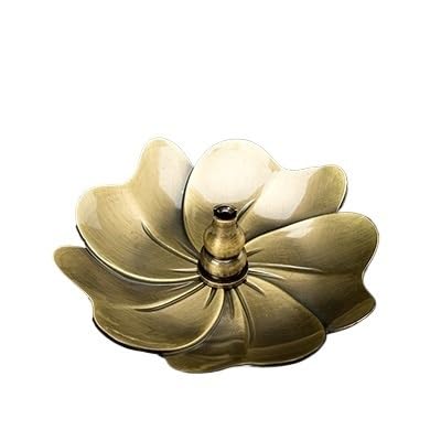 Porte-encens en métal TUSUOD avec base en bois de santal et décor bouddha