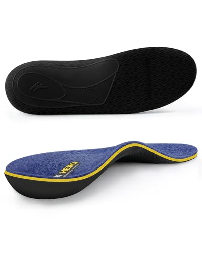 Image of WALKHERO Plantar Fasciitis Insoles - Arch Supports Wool Inserts, Lightweight Breathable Cushioning, Comfort Shock Absorption Inserts for Walking (Blue Mens 4)