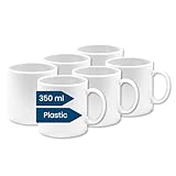 Kaffeebecher Kunststoff (6er Tassen Set, Groß, Weiß, 350ml) - Becher aus...