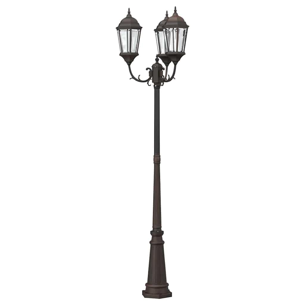 Vintage Wegbeleuchtung aus Aluminium und Glas, 61x53x235 cm, Bronze-Gartenleuchte für Außenbereiche, 300W, korrosionsbeständig, für Wege und Einfahrten