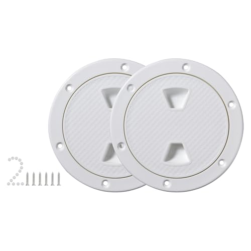 CROSSBODY 2 Pcs Boat Hatch,4" White Marine Hatch - Boat Access Hatch, Round Inspection Deck Plate Hatch with Detachable Cover for Boat Yacht, UV Resistant