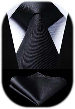 HISDERN Men's Solid Tie Handkerchief Set Wedding Party Formal Classic Ties & Pocket Square Sets Gifts Necktie for Men
