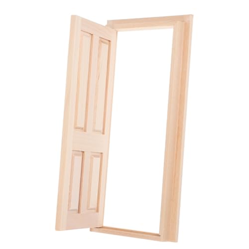 UKCOCO Dollhouse Miniature Wooden Door Accessory Solid Four Design for
