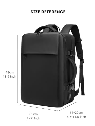 Image of Vacuum Seal Travel Backpack 60L Expandable Air Compression System, Water Resistant Airline Approved Carry-On Suitcase Luggage, Black - Vacuum Pump Included