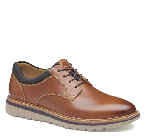 Johnston & Murphy Men's Algood Plain Toe Shoe, Tan Full Grain, 12 M