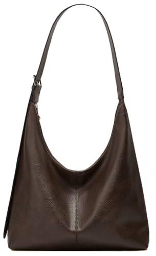 Slouchy Tote Bags for Women Retro Vegan Leather Shoulder Crossbody Bag Faux Leather Handbag Purse Satchel Soft Leather Bag
