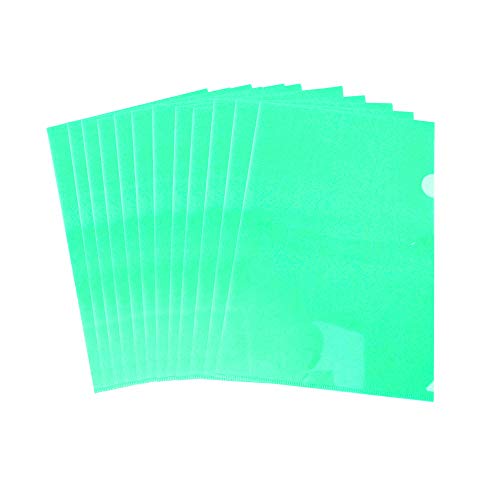 L-Type Plastic Folder Wiekyze Safe Project Pockets Transparent Clear Document Folder 12pcs for A4 paperPlastic Paper Jacket Sleeves in Assorted Project Folders ?Green?