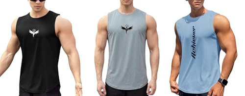 Image of Men's Sandow Sleeveless Vest - Slim Fit Ribbed Cotton Blend Tank Top - Lightweight Crew Neck Gym Workout Undershirt for Summer