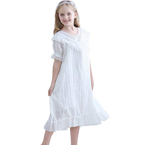 Chemise de nuit victorienne fille 3-12 ans en coton doux pour la nuit