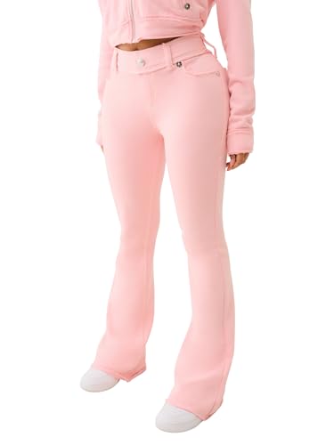 True Religion Women's Raw Edge Big T Bootcut Pants | Distressed Denim with Contrast Stitching3