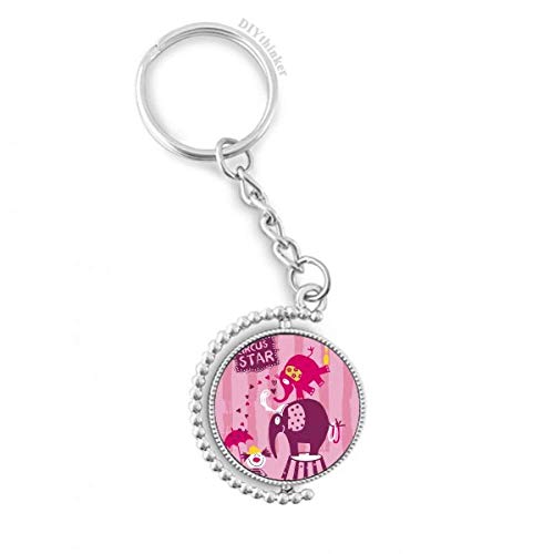Llavero giratorio de elefante rosa con cadena y argolla para llaves decorativas de coche