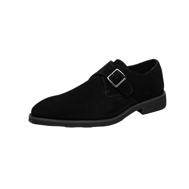 Dress Shoes for Mens Monk Business Slip-on Plain Toe Casual Non Slip Low Top Block Heel Anti-Slip Shoe