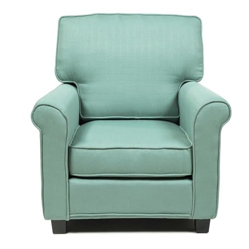 Sillón con estructura de madera y tapizado azul miniatura 5
