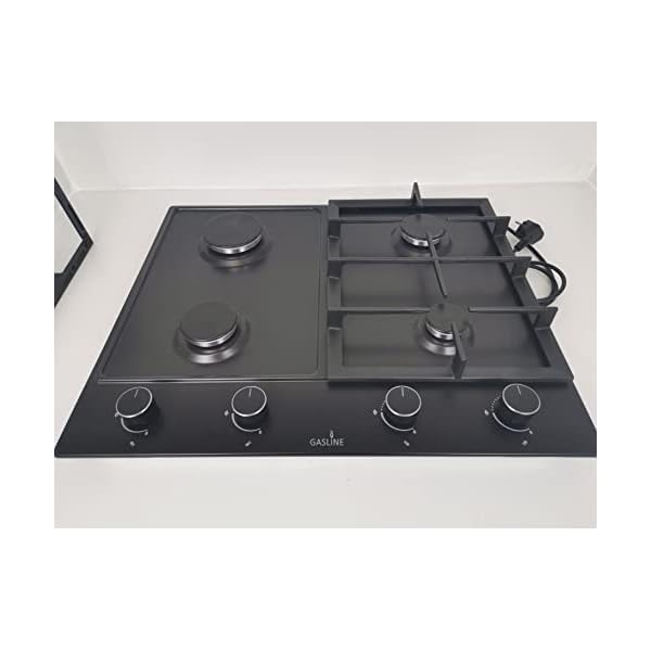 Gasline Einbau Gaskochfeld,4 flammig, Gasherd, GAG60INB Schwarz Matt, Sabaf-Brenner, Erdgas/Propangas, Elektrische 1-Handzündung, Thermoelektrische Zündsicherung – Bild 5
