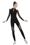Dance Elite Dynamic Unitard for Women - Long Sleeve Unitard for Dance With a Soft Mesh Panel Design