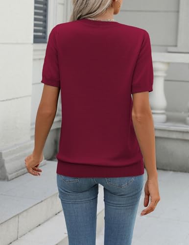 Zeagoo Womens Summer Short Sleeve Tops Crew Neck Lightweight Pullover Sweaters Loose Dressy Casual Blouse Basic Clothes4