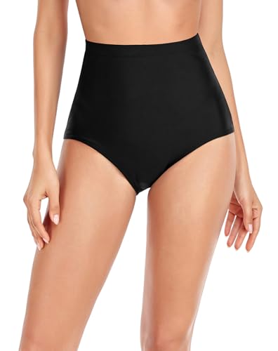 Upopby Women's High Waisted Swimsuit Bikini Bottoms Tummy Control Tankini Bottoms Swim Shorts Plus Size2