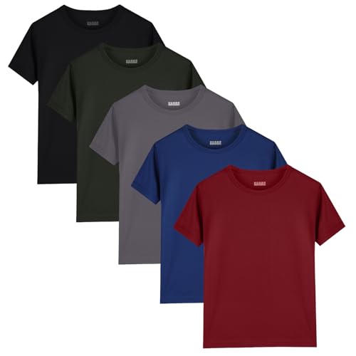 5 Pack Mens Active T-Shirts Crew Neck Athletic Short Sleeve Tops Moisture Wicking Running Tee Tops