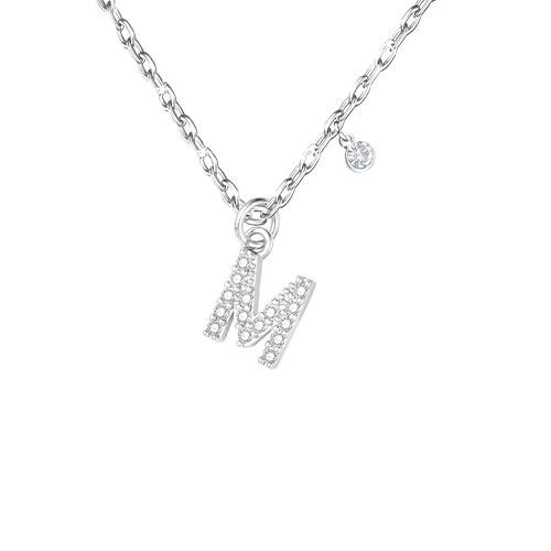 GUOYU 26 Collier Initiale Lettre d'Anniversaire pour Femme Fille, Collier avec Lettre en Zircons d'Argent Pendentif, Personnalisation Idées Cadeaux...