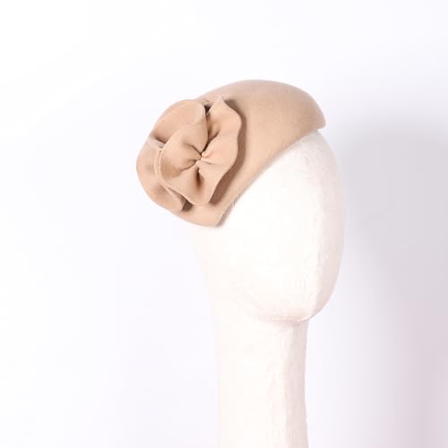Image of Flower Womens Dress Fascinator Wool Felt Fedora French Pillbox Hat Party Wedding Teardrop Beret