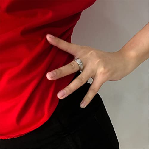 Image of PAURO Roman Numerals Spin Worry Ring | Unisex Stainless Steel, Roman Numerals Spin Worry Ring for Anxiety