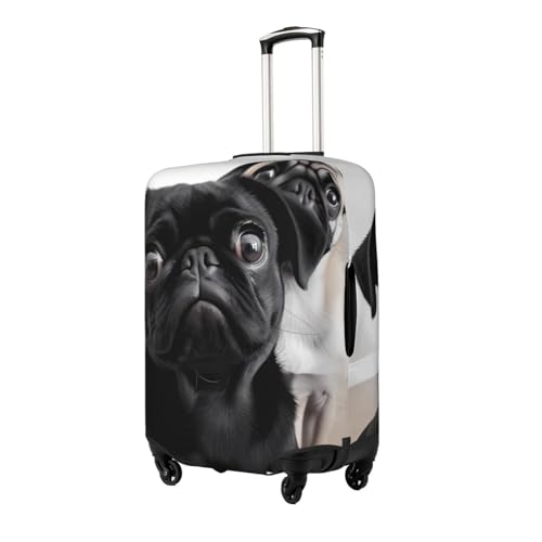 Luggage Cover Protector Washable Stretch Suitcase Protector Cute Black Pug Dog Suitcase Cover Anti-Scratch Travel Baggage Covers Fits 18-32 Inch Luggage Protectors, Small2