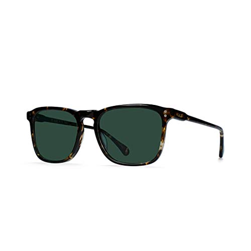 RAEN Eyewear - Menâ€™s Wiley Sunglasses - Lightweight Square Sunglasses with UVA and UVB Protection - Brindle Tortoise/Green Polarized - 54