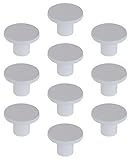 10 Stück - Design Kommoden-Knopf rund im Vintage-Look Trend-Design Schrankknopf aus Stahl massiv - weiß matt gebürstet