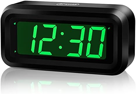 KWANWA Cordless Digital LED Alarm Clock With Big 1.2'' LED Time Display,AA Battery Operated Only,Can Be Placed Anywhere Without A Cumbersome Cord (Green display)