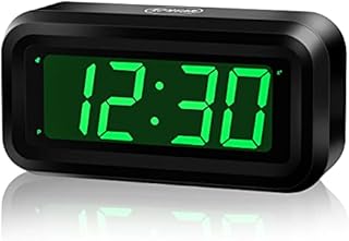 KWANWA Cordless Digital LED Alarm Clock With Big 1.2'' LED Time Display,AA Battery Operated Only,Can Be Placed Anywhere Without A Cumbersome Cord (Green display)