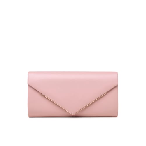 Image of Paradox London Delynn Evening Clutch Bag, Black Envelope Style, Special Occasion Purse, H13 x W26 x D5cm (Light Pink)