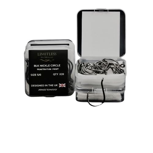 Black Nickel circle fishing hook 20pk (2/0)