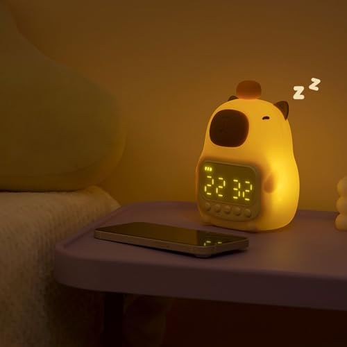 Reloj con función de alarma capibara recargable USB con luz de noche infantil 5