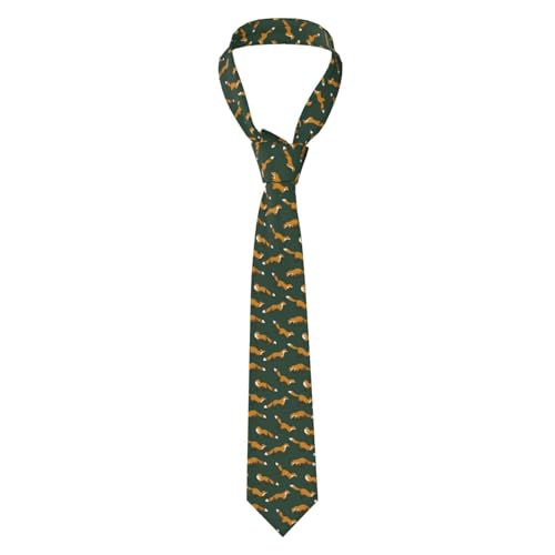 TZTTZT Corbatas para hombre, corbatas con estampado de zorro verde oscuro para hombre, corbatas estampadas para bodas, actividades, fiestas