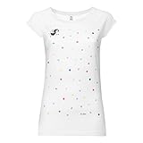 Lässiges Basic Kurzarmshirt für Frauen mit Rundhals-Ausschnitt und angeschnittenen Ärmeln mit verspieltem Druck
