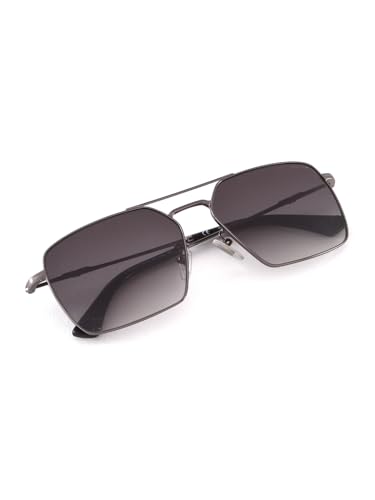 Image of POLICE sunglasses| 100% UV protected | Gradient | Full Rim | Square | Men | Large | Shiny Gun Alloy Metal Frame | Smoke Gradient CR39 Lens