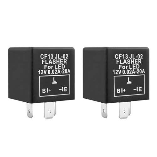 Bittwee 2 PCS 3 Pin CF-13 CF13 EP34 Car Electronic Flasher Relay Fits 12V 0.02A-20A, Premium Automotive LED Turn Signal Light Bulbs Hyper Blink Flash Fix JL-02, Compatible with Most Cars (CF13)
