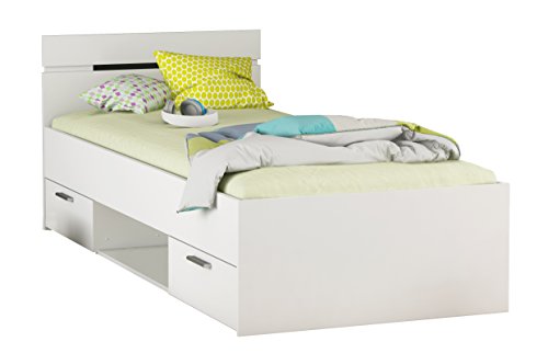 MICHIGAN Bett mit 2 Schubladen, Holz, weiß, 90 x 200 cm, Sonoma Eiche