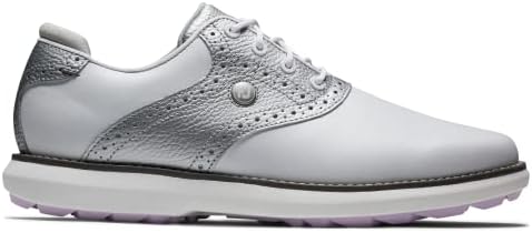 FootJoy Women's Traditions Spikeless Golf Shoe, White/Silver, 8 | Image 1