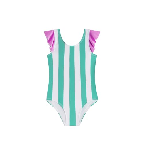LIZENS Girls One Piece Swimwear Stylish Girls Swimsuit for Ages 2-12 Color Clash Vintage