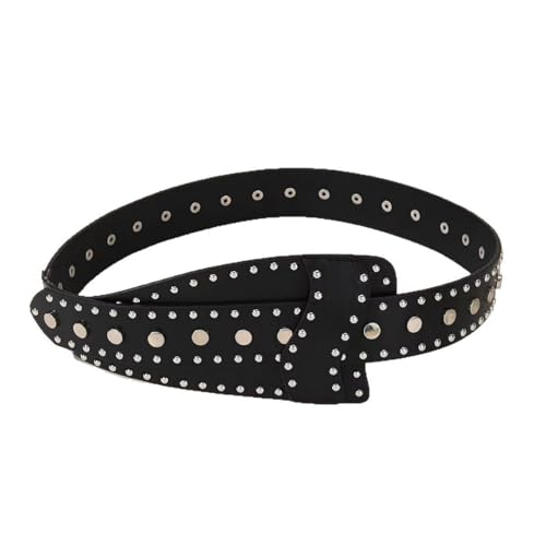 Wide Elastic Costume Waist Belts Adjustable Fashion Leather Belt Western Cowgirl Rivets Belts for Women Jeans Black