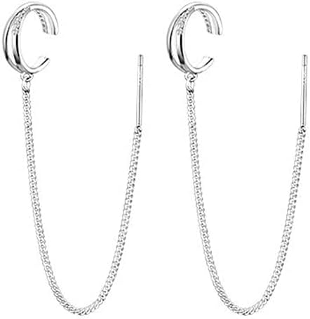 925 Sterling Silver X Criss Cross Cuff Earrings Wrap Tassel Earrings for Women Gold Plated/White Gold Plated Threader Earrings Chain Crawler Earrings